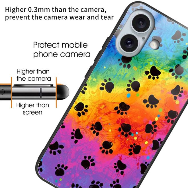 iPhone 16 Case - Tempered Glass Hardcase with Soft TPU Edges - Footprint