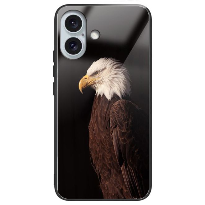 iPhone 16 Plus Case - Tempered Glass Hardcase with Soft TPU Edges - Eagle