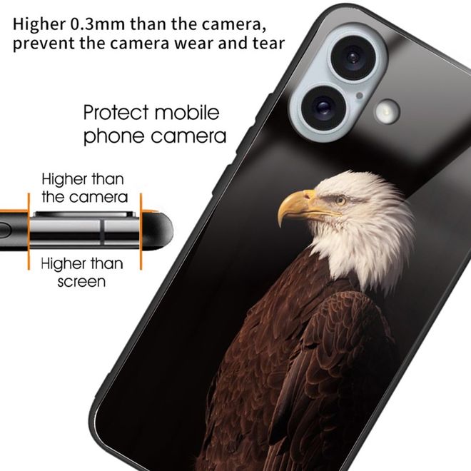 iPhone 16 Plus Case - Tempered Glass Hardcase with Soft TPU Edges - Eagle