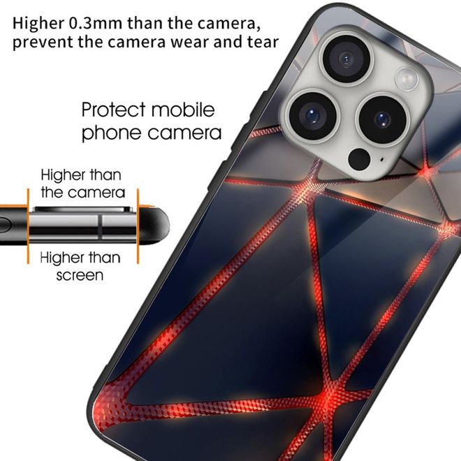 Coque pour iPhone 16 Pro Max - Coque rigide en verre trempé avec bords souples en TPU - Ligne rouge