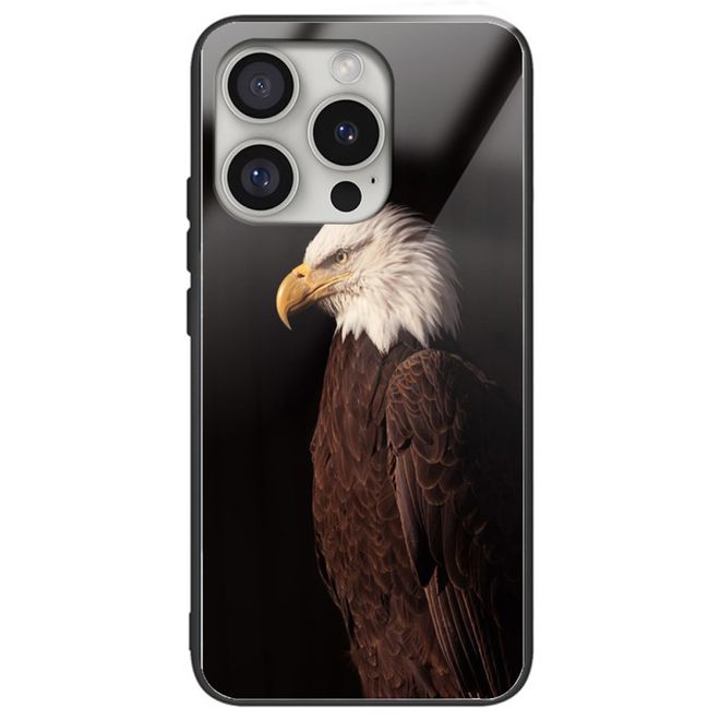 iPhone 16 Pro Max Case - Tempered Glass Hard Case with Soft TPU Edges - Eagle