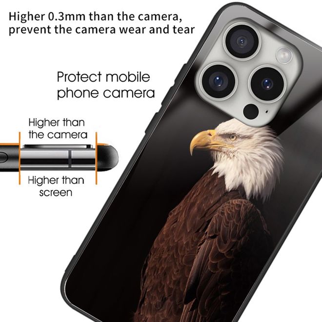 iPhone 16 Pro Max Case - Tempered Glass Hard Case with Soft TPU Edges - Eagle