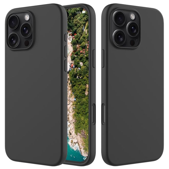 Coque pour iPhone 16 Pro Max - Souple - Silicone liquide - Noire