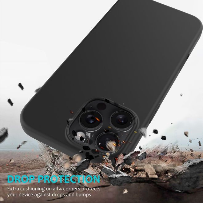 Coque pour iPhone 16 Pro Max - Souple - Silicone liquide - Noire