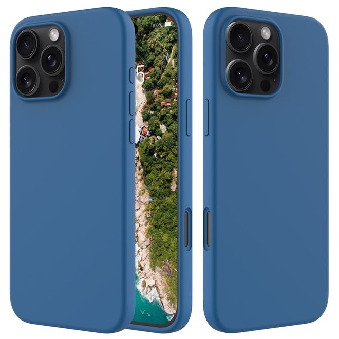 iPhone 16 Pro Handy Hülle - Softcase - Liquid Silicone Series - blau