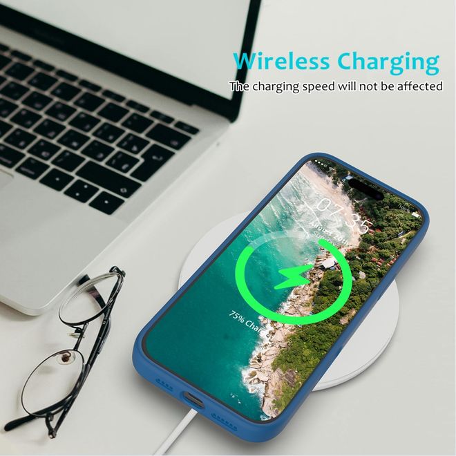 iPhone 16 Pro Handy Hülle - Softcase - Liquid Silicone Series - blau