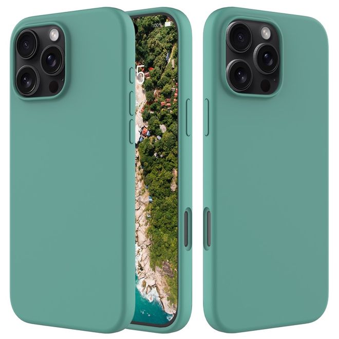 iPhone 16 Pro Handy Hülle - Softcase - Liquid Silicone Series - dunkelgrün