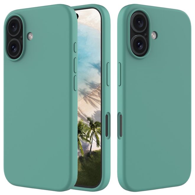 Coque pour iPhone 16 - Souple - Silicone liquide - Vert foncé