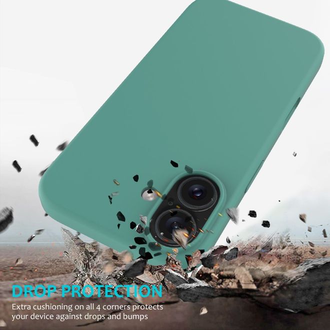 Coque pour iPhone 16 - Souple - Silicone liquide - Vert foncé
