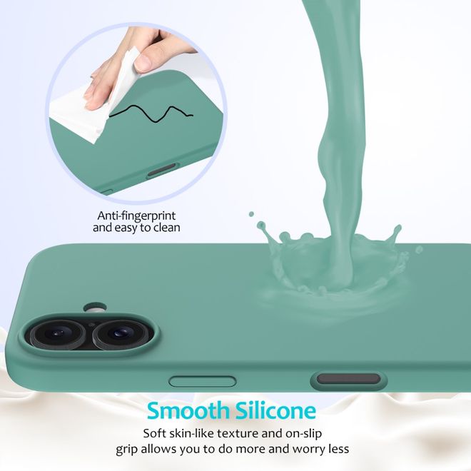 Coque pour iPhone 16 - Souple - Silicone liquide - Vert foncé
