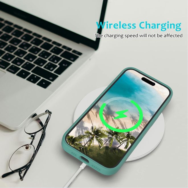 Coque pour iPhone 16 - Souple - Silicone liquide - Vert foncé