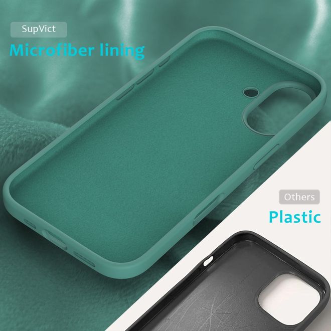 Coque pour iPhone 16 - Souple - Silicone liquide - Vert foncé