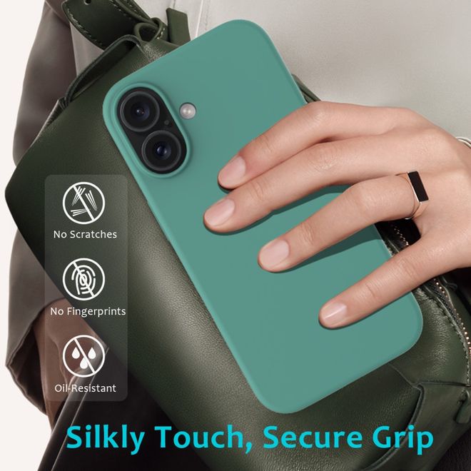 Coque pour iPhone 16 - Souple - Silicone liquide - Vert foncé