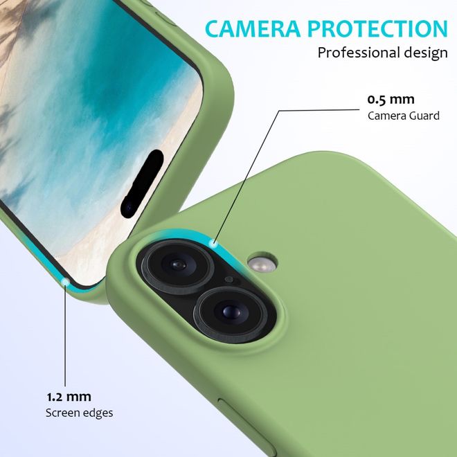 iPhone 16 mobile phone case - soft case - Liquid Silicone Series - mint