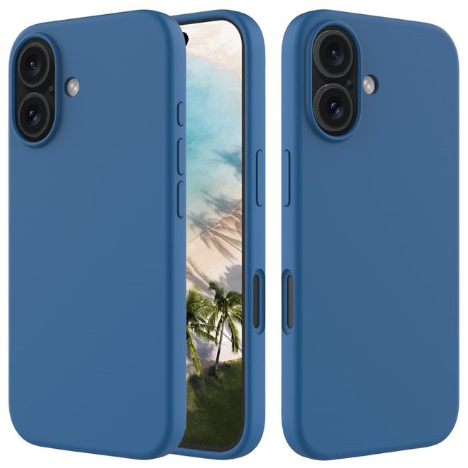 Coque pour iPhone 16 - Souple - Silicone liquide - Bleue