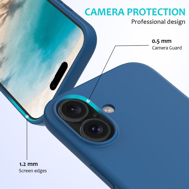 Coque pour iPhone 16 - Souple - Silicone liquide - Bleue