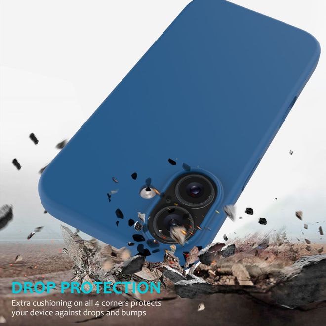Coque pour iPhone 16 - Souple - Silicone liquide - Bleue