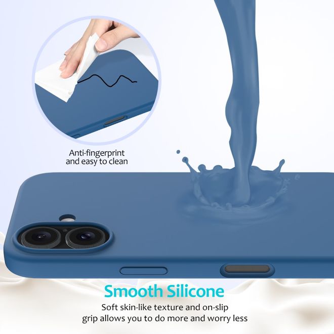 Coque pour iPhone 16 - Souple - Silicone liquide - Bleue