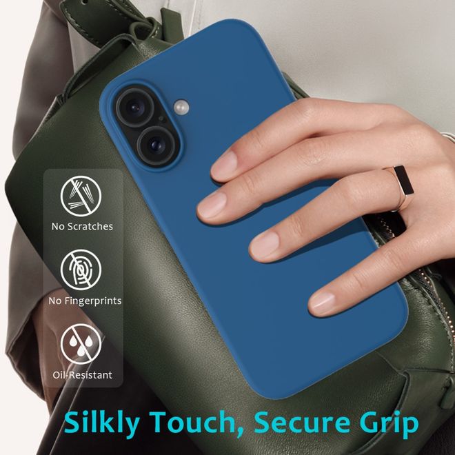 Coque pour iPhone 16 - Souple - Silicone liquide - Bleue