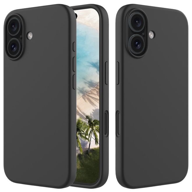 Coque pour iPhone 16 - Souple - Silicone liquide - Noire