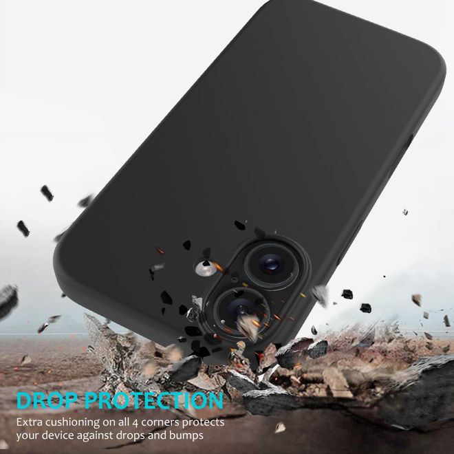 Coque pour iPhone 16 - Souple - Silicone liquide - Noire