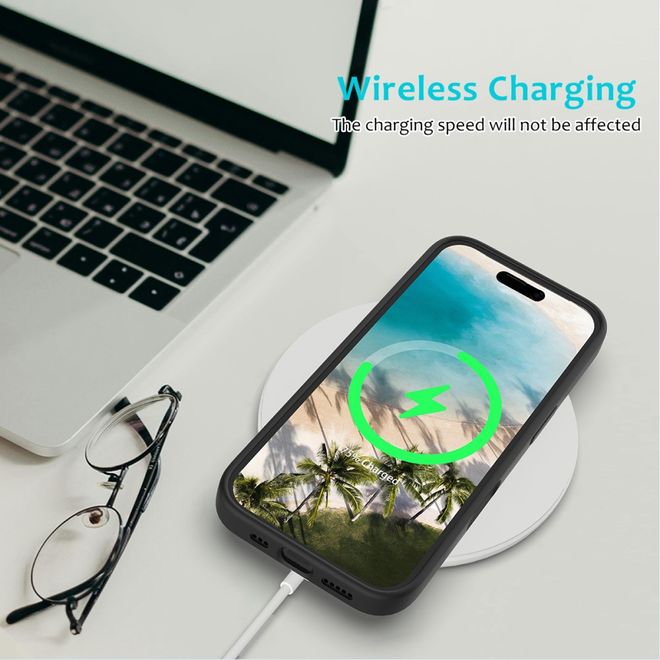 Coque pour iPhone 16 - Souple - Silicone liquide - Noire