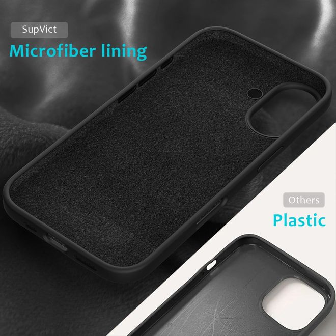 Coque pour iPhone 16 - Souple - Silicone liquide - Noire