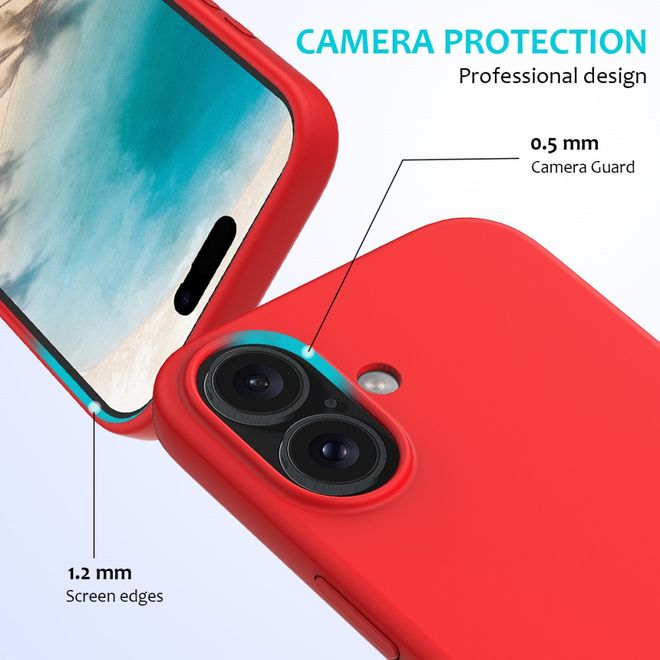 Coque pour iPhone 16 - Coque souple - Série Silicone Liquide - Rouge