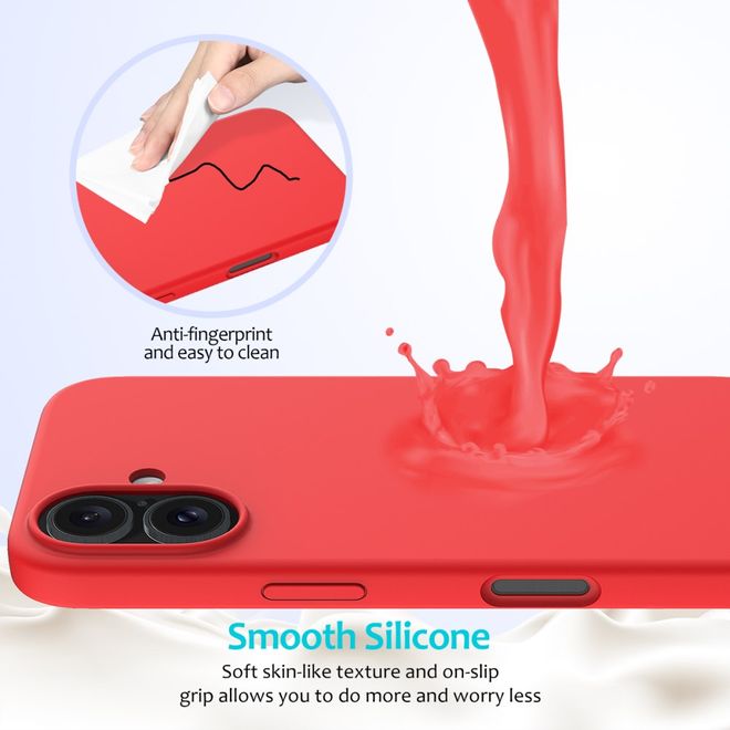 Coque pour iPhone 16 - Coque souple - Série Silicone Liquide - Rouge