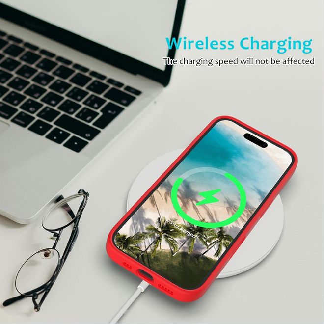 Coque pour iPhone 16 - Coque souple - Série Silicone Liquide - Rouge