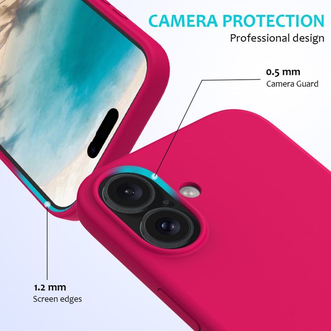 iPhone 16 mobile phone case - soft case - Liquid Silicone Series - pink