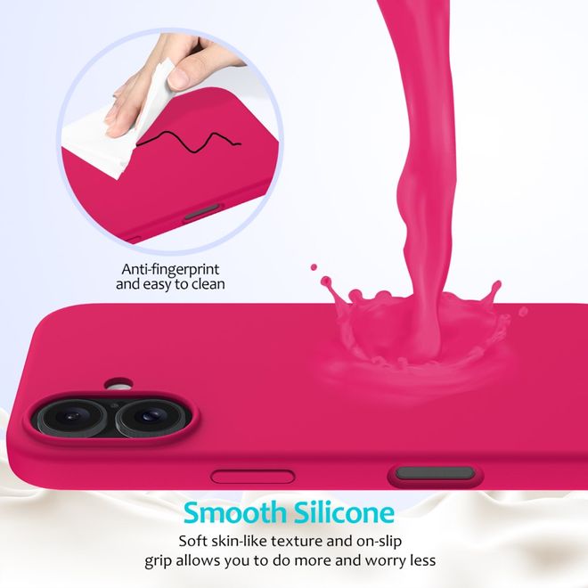 iPhone 16 mobile phone case - soft case - Liquid Silicone Series - pink