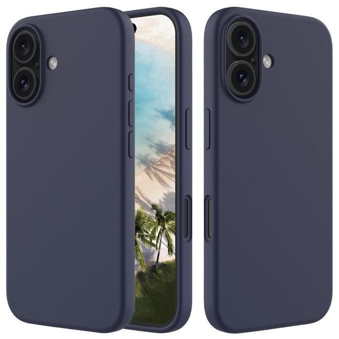 Coque pour iPhone 16 - Souple - Silicone liquide - Bleu foncé