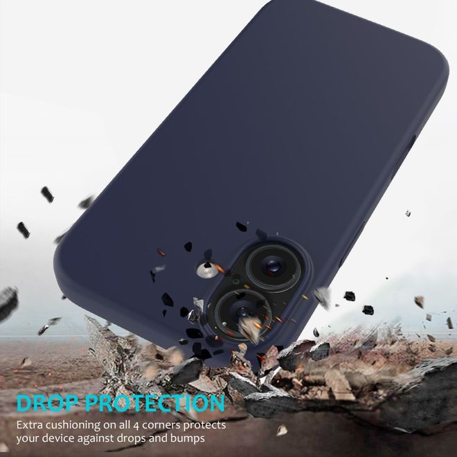 Coque pour iPhone 16 - Souple - Silicone liquide - Bleu foncé