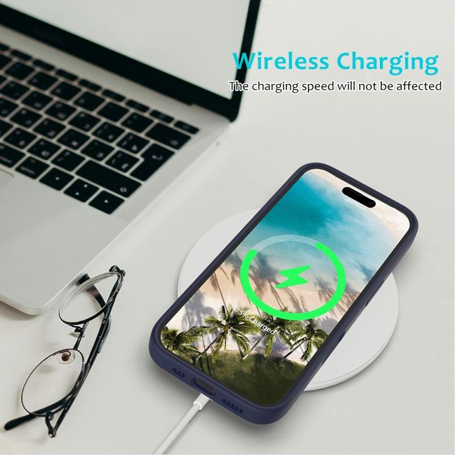 Coque pour iPhone 16 - Souple - Silicone liquide - Bleu foncé