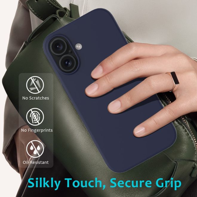 Coque pour iPhone 16 - Souple - Silicone liquide - Bleu foncé