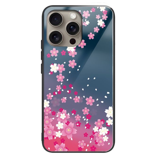 iPhone 16 Pro Max Case - Tempered Glass Hardcase with Soft TPU Edges - Flowers