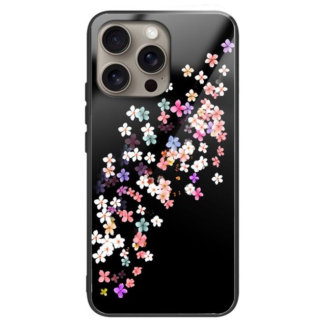 iPhone 16 Pro Max Case - Tempered Glass Hard Case with Soft TPU Edges - Flora