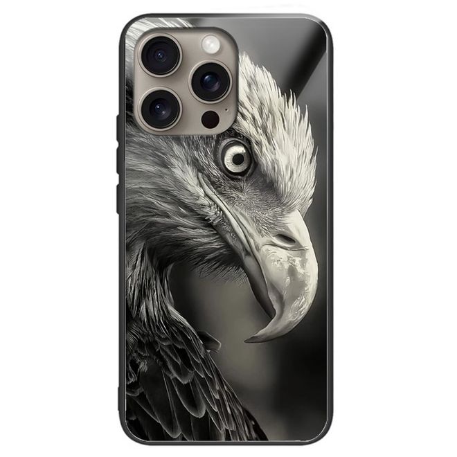 iPhone 16 Pro Max Case - Tempered Glass Hard Case with Soft TPU Edges - Eagle