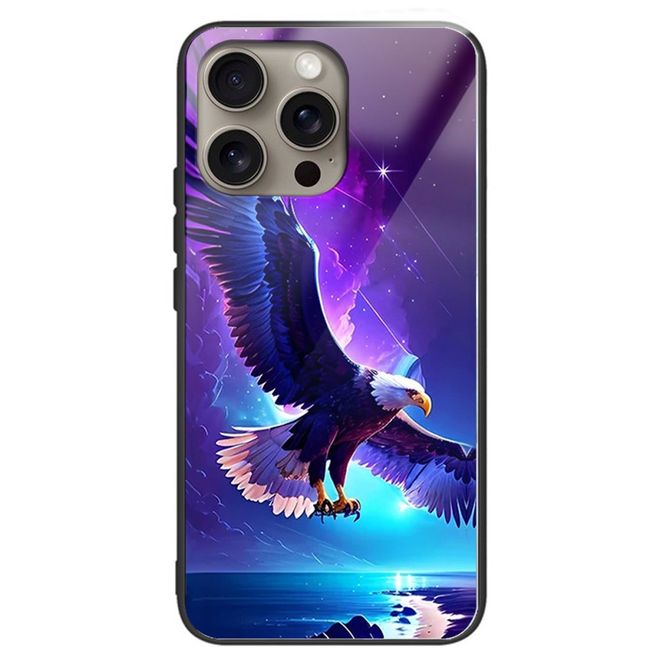 iPhone 16 Pro Max Case - Tempered Glass Hard Case with Soft TPU Edges - Eagle