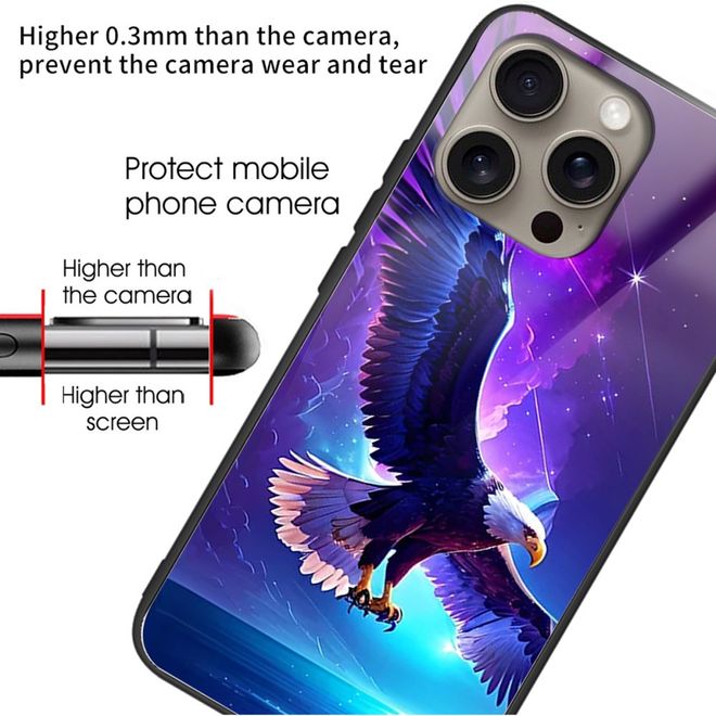 iPhone 16 Pro Max Case - Tempered Glass Hard Case with Soft TPU Edges - Eagle