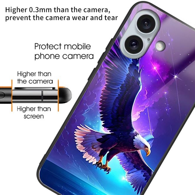 iPhone 16 Plus Case - Tempered Glass Hardcase with Soft TPU Edges - Eagle