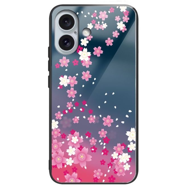 iPhone 16 Plus Case - Tempered Glass Hardcase with Soft TPU Edges - Flowers
