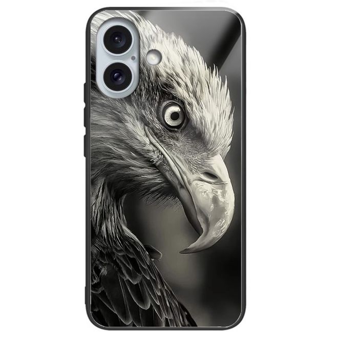 iPhone 16 Plus Case - Tempered Glass Hardcase with Soft TPU Edges - Eagle