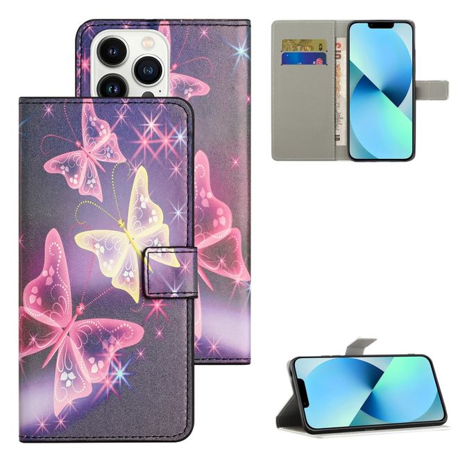 iPhone 16 Pro Phone Case - Leather Book Cover Image Series - Butterflies
