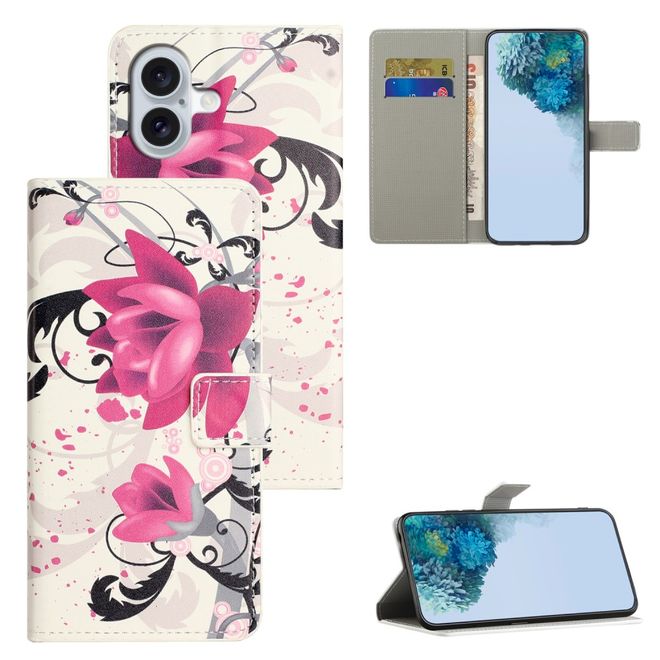 iPhone 16 Phone Case - Leather Bookcover Image Series - Lotus