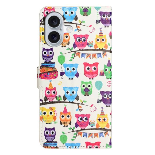 iPhone 16 Phone Case - Leather Bookcover Image Series - Owls