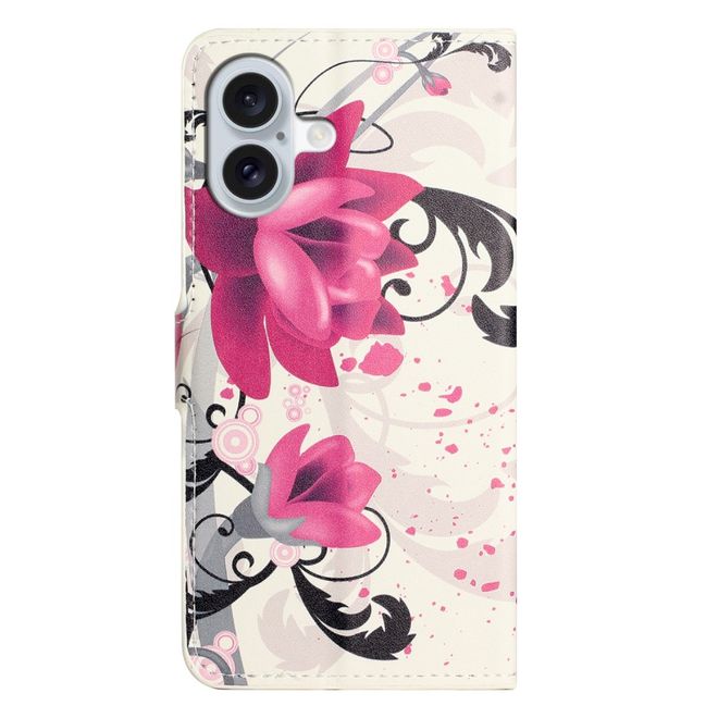 Étui pour iPhone 16 Plus - Collection Couverture Livre en Cuir - Lotus