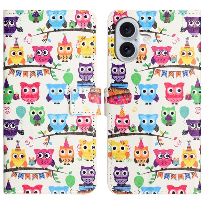 iPhone 16 Plus Phone Case - Leather Bookcover Image Series - Owls
