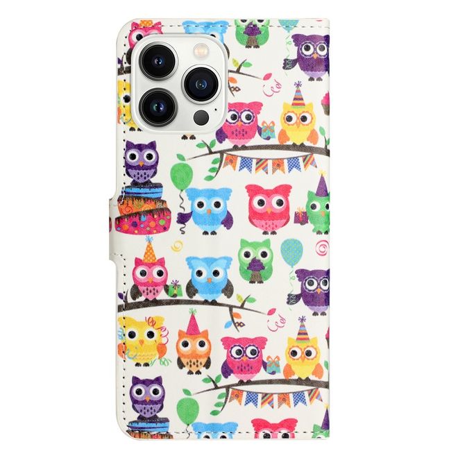 iPhone 16 Pro Max Phone Case - Leather Bookcover Image Series - Owls